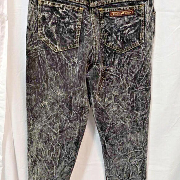 Rodeo Rider Beverly Hills Acid Wash Black 7/8 RARE "God Is Lord" Button Jeans - Picture 3 of 14